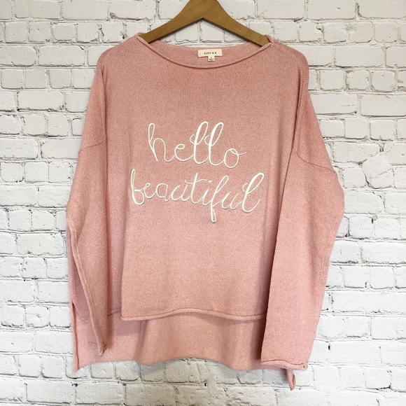 Cozy hello beautiful Graphic Sweater Pink - Picture 6 of 6
